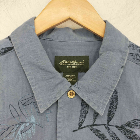 エディーバウアー Eddie Bauer リネン コットン ボタニカル柄 アロハシャツ メンズ import:L