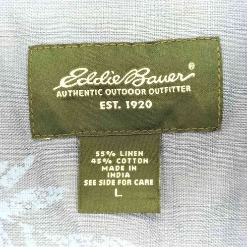 エディーバウアー Eddie Bauer リネン コットン ボタニカル柄 アロハシャツ メンズ import:L