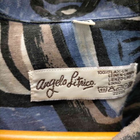 アンジェロリトリコ angelo litrico 総柄 S/S リネン シャツ メンズ import:XXL