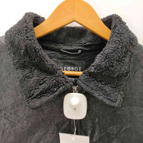 ジョージ GEORGE フェイクレザー 襟ボア ジップアップ ジャケット メンズ import:XL