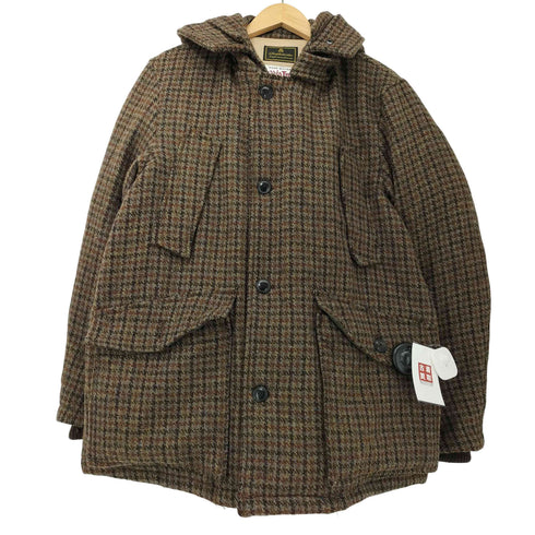 ハリスツイード Harris Tweed 千鳥格子 ツイード フーデッド ダウンジャケット メンズ 40