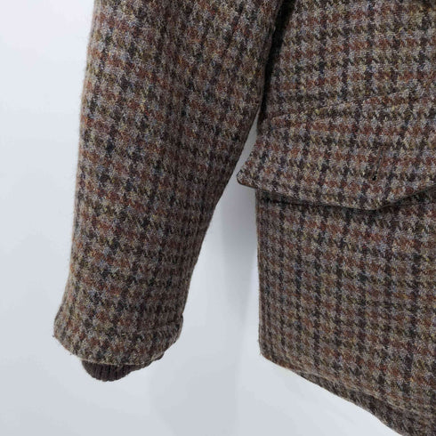 ハリスツイード Harris Tweed 千鳥格子 ツイード フーデッド ダウンジャケット メンズ 40