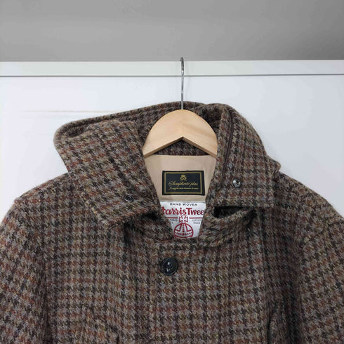 ハリスツイード Harris Tweed 千鳥格子 ツイード フーデッド ダウンジャケット メンズ 40