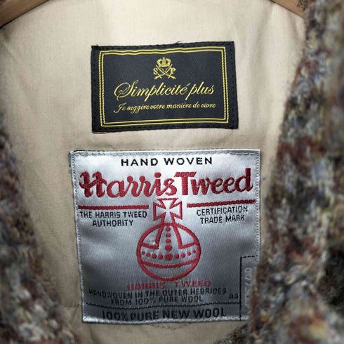 ハリスツイード Harris Tweed 千鳥格子 ツイード フーデッド ダウンジャケット メンズ 40