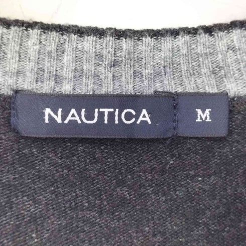 ノーティカ NAUTICA ロゴ刺繍 カシミヤ混 Vガゼット ニット メンズ import:M