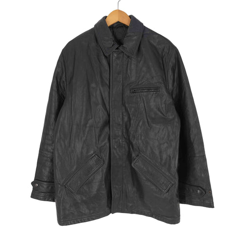 VERA PELLE 裏地キルティング レザー 比翼コート メンズ import:M