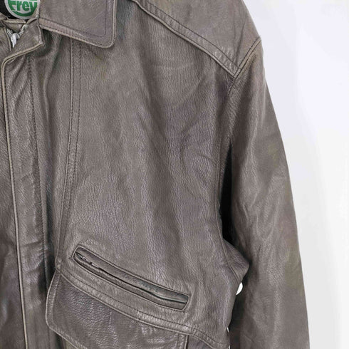 FREY COLLECTION ECHTES LEDER 裏地ストライプ ボックス レザーブルゾン メンズ 54