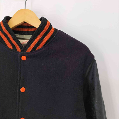 GAMEMASTER SPORTSWEAR 袖レザー メルトンスタジャン バーシティジャケット メンズ