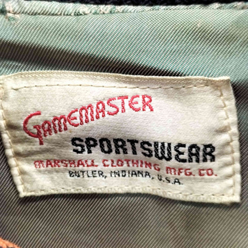 GAMEMASTER SPORTSWEAR 袖レザー メルトンスタジャン バーシティジャケット メンズ