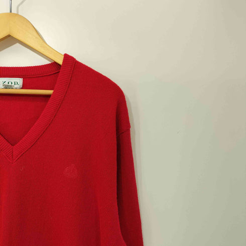 アイゾッド IZOD 90s USA製 ワンポイント 刺繍 Vネック アクリル ニット セーター メンズ import:L