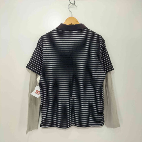 ヘリーハンセン HELLY HANSEN 00s Y2K ロゴ刺繍 レイヤード ボーダー L/S シャツ メンズ import:M