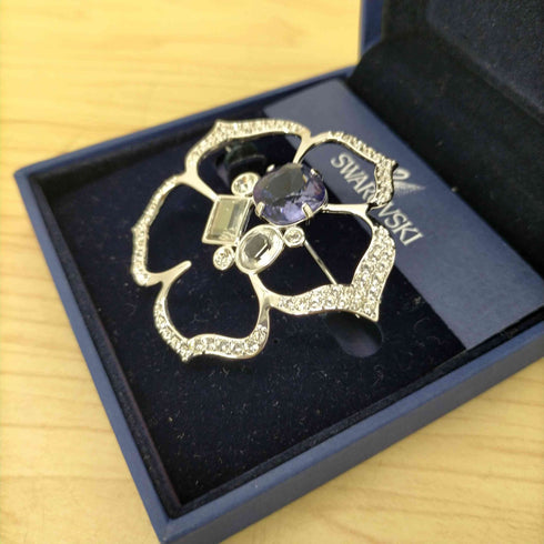 スワロフスキー SWAROVSKI フラワー ブローチ アクセサリー レディース