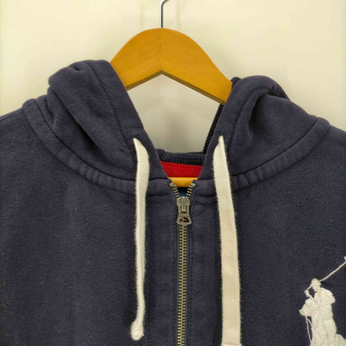 ポロバイラルフローレン Polo by RALPH LAUREN 90S ビッグポニー 刺繍 アームライン ジップアップ パーカー フード裏サーマル メンズ import:XL