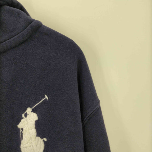 ポロバイラルフローレン Polo by RALPH LAUREN 90S ビッグポニー 刺繍 アームライン ジップアップ パーカー フード裏サーマル メンズ import:XL