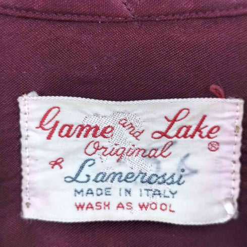 game and lake 60S イタリア製 開襟 チェック柄 ウール シャツ メンズ M