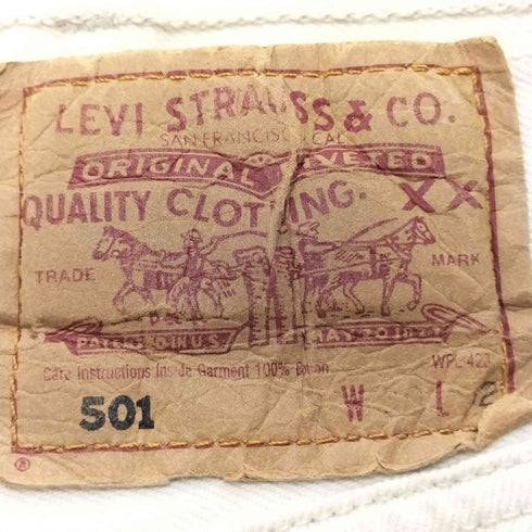 リーバイス Levis 90s イギリス製 501 0122 ボタンフライ ホワイトデニムパンツ メンズ W30 L32