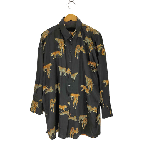 ザラ ZARA オーバーサイズL/Sサテンシャツ 百虎 メンズ import:L