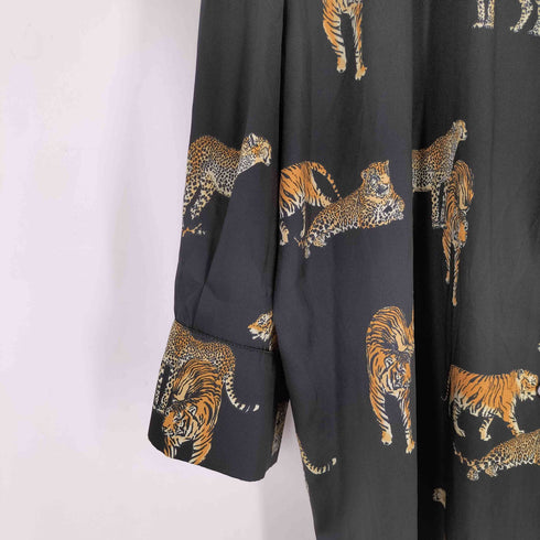 ザラ ZARA オーバーサイズL/Sサテンシャツ 百虎 メンズ import:L