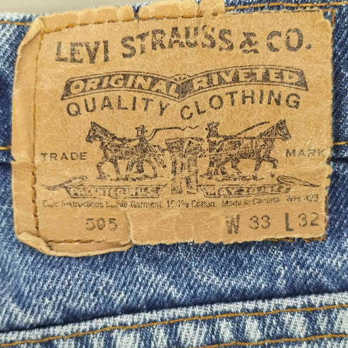 リーバイス Levis カナダ製 505 ボタン裏216 ダメージ ジップフライ ストレートデニム メンズ W33 L32