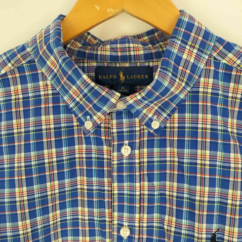 ラルフローレン RALPH LAUREN 現行タグ ポニー刺繍 チェック柄 ボタンダウン 長袖シャツ メンズ import:XL