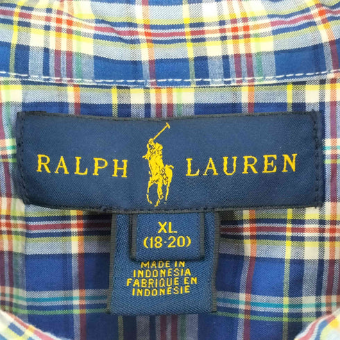 ラルフローレン RALPH LAUREN 現行タグ ポニー刺繍 チェック柄 ボタンダウン 長袖シャツ メンズ import:XL