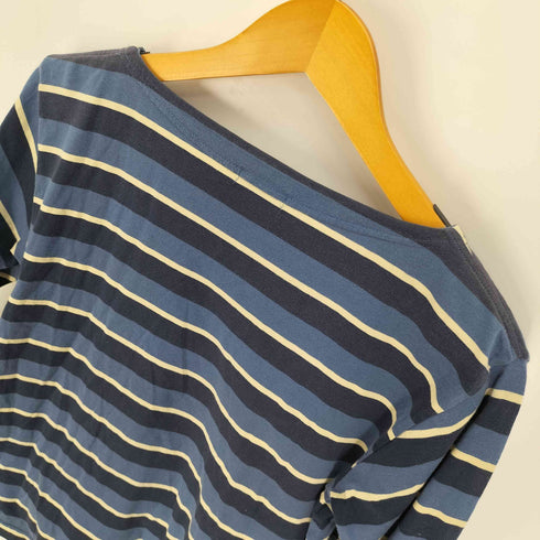 ラルフローレン RALPH LAUREN 00S 裾ロゴ刺繍 ボーダー ボートネック ロングスリーブTシャツ レディース