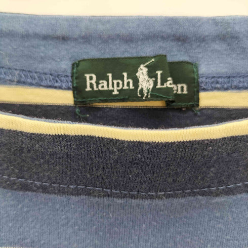 ラルフローレン RALPH LAUREN 00S 裾ロゴ刺繍 ボーダー ボートネック ロングスリーブTシャツ レディース