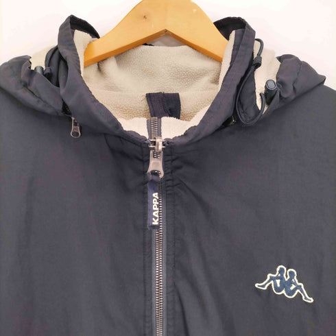カッパ Kappa 90s ロゴ刺繍 裏地ボア リバーシブル フード着脱可 3WAYブルゾン 裾ドローコード メンズ S/M