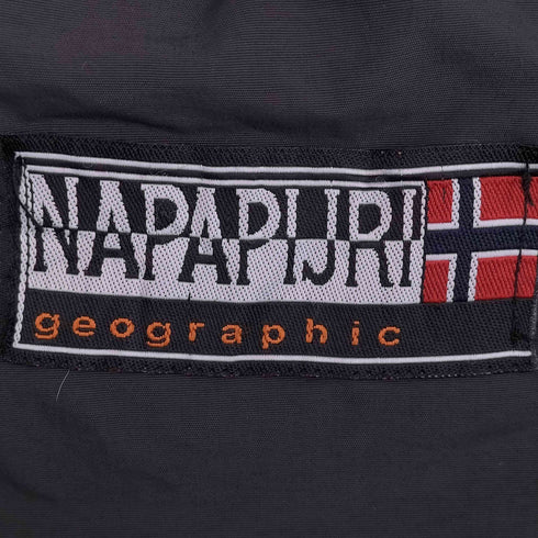 ナパピリ NAPAPIJRI 90-00s 裏地ボア ロゴ刺繍 サイドジップ アノラックフーディー 裾ドローコード メンズ import:M