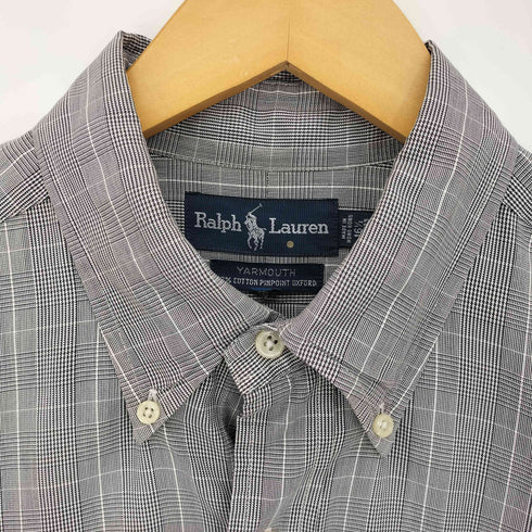 ラルフローレン RALPH LAUREN 90s YARMOUTH 金丸印 ポニー刺繍 チェック柄 ボタンダウン 5分袖シャツ レディース 16 1/2 34/35