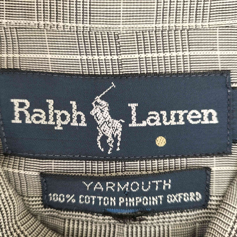 ラルフローレン RALPH LAUREN 90s YARMOUTH 金丸印 ポニー刺繍 チェック柄 ボタンダウン 5分袖シャツ レディース 16 1/2 34/35