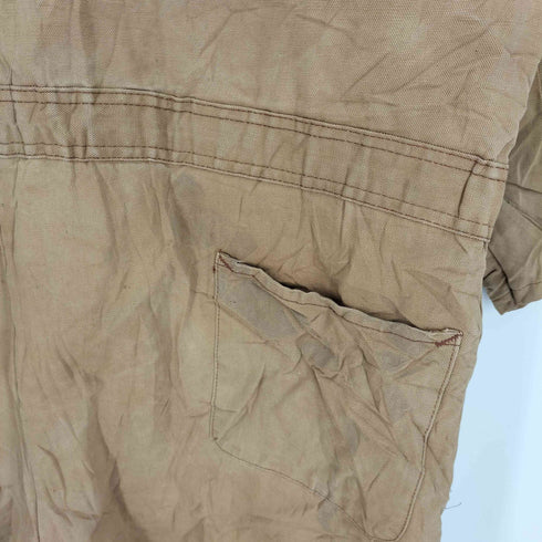 ラングラー Wrangler 70~80S USA製 ダック地 ロゴパッチ 襟コーデュロイ 裏地キルティング ジャンプスーツ つなぎ メンズ XXL(50-52)