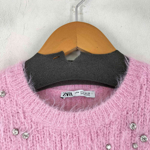 ザラ ZARA ラインストーン ニット レディース import:M