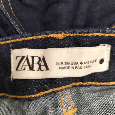 ザラ ZARA インディゴ ジップフライ フレアデニムパンツ レディース EUR:36