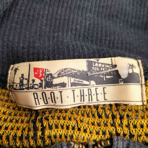 ROOT THREE 切替デザイン ハーフジップスウェット メンズ
