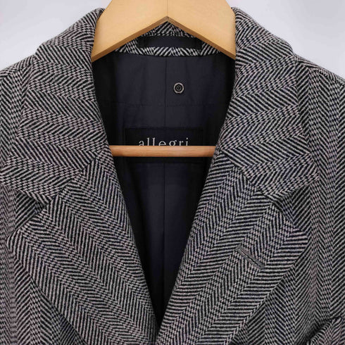 アレグリ allegri 3B ヘリンボーン カシミヤ混 ウールチェスターコート メンズ LL