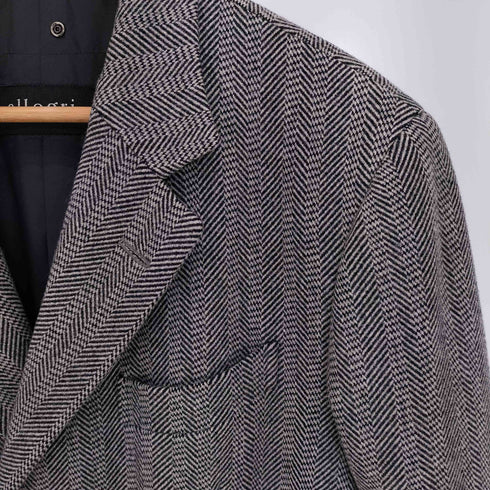アレグリ allegri 3B ヘリンボーン カシミヤ混 ウールチェスターコート メンズ LL