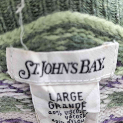 セントジョンズベイ STJOHNS BAY フェアアイル柄 アンゴラ混 ビスコース レーヨン コットン ニット セーター レディース import:L