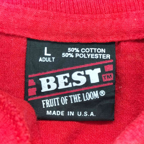 ヘインズ Hanes 90s USA製 袖裾シングル フロントプリントクルーネックTシャツ メンズ L