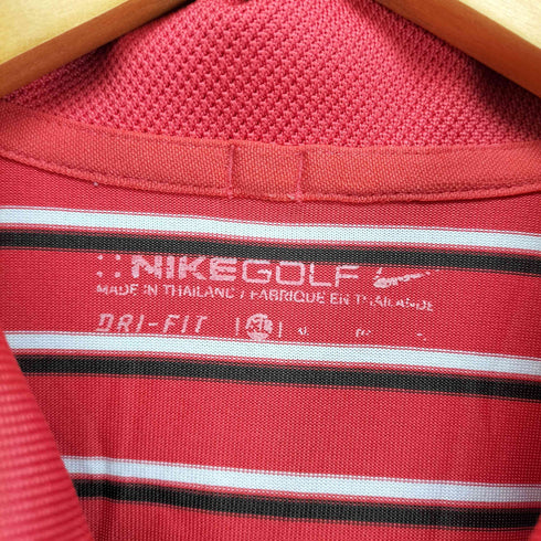 ナイキゴルフ NIKE GOLF ボーダー柄スウォッシュ刺繍ポロシャツ メンズ XL