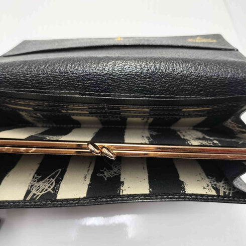 ヴィヴィアンウエストウッド Vivienne Westwood オーブマーク ロゴ レザー シボ革 スナップ ロングウォレット 長財布 がま口 レディース