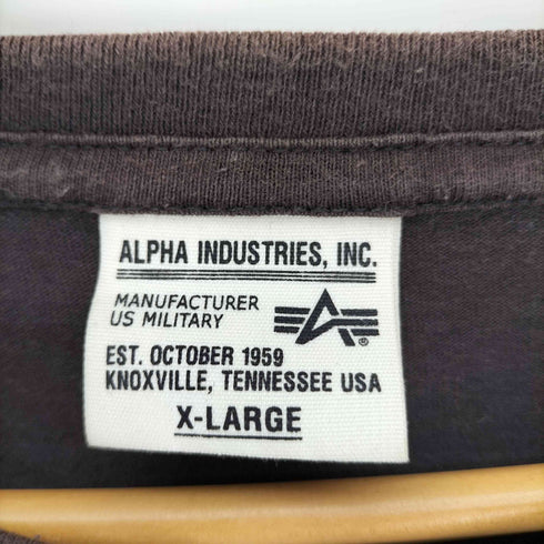アルファインダストリーズ ALPHA INDUSTRIES 裾ロゴパッチ プリント クルーネック ロングスリーブTシャツ メンズ import:XL