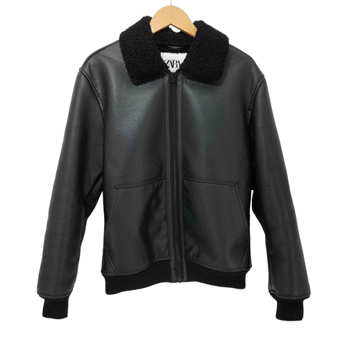 ザラ ZARA 襟ボア フェイクレザー ボンバージャケット メンズ import:S