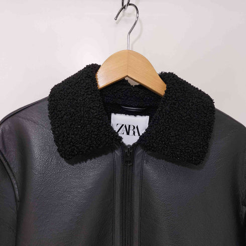 ザラ ZARA 襟ボア フェイクレザー ボンバージャケット メンズ import:S