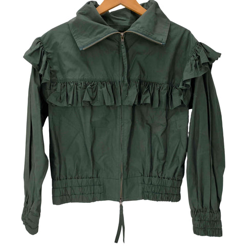 ヴィヴィアンウエストウッドレッドレーベル Vivienne Westwood RED LABEL Zip Up Frill Blouson Jacket タイプライター クロス ジップアップ フリル ブルゾン ジャケット レディース 00