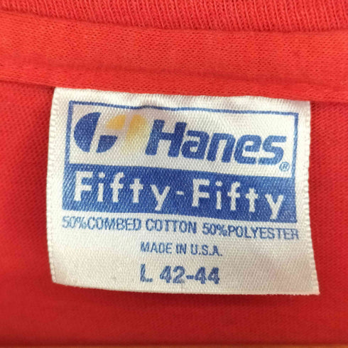 ヘインズ Hanes 袖裾シングルステッチ Tシャツ フェルト 両面プリント ベースボール メンズ import:L