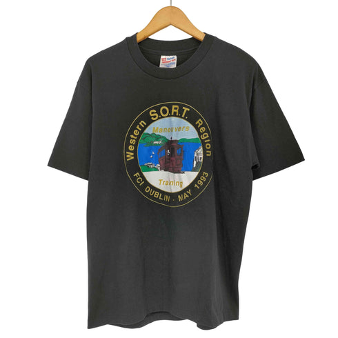 ヘインズ Hanes 1993年 MANEUVERS TRAINING Tシャツ 裾袖シングルステッチ メンズ import:L