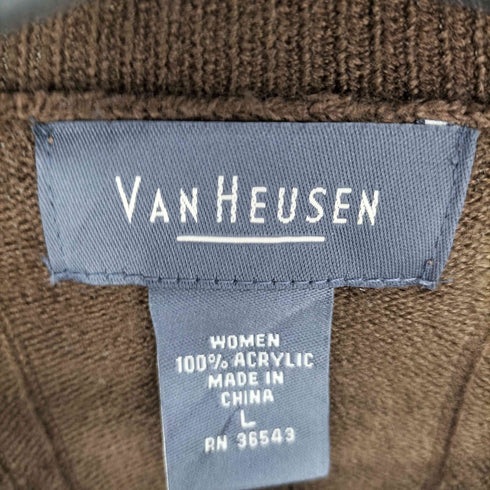 ヴァンヒューゼン VAN HEUSEN ケーブルクルーネックニット レディース import:L