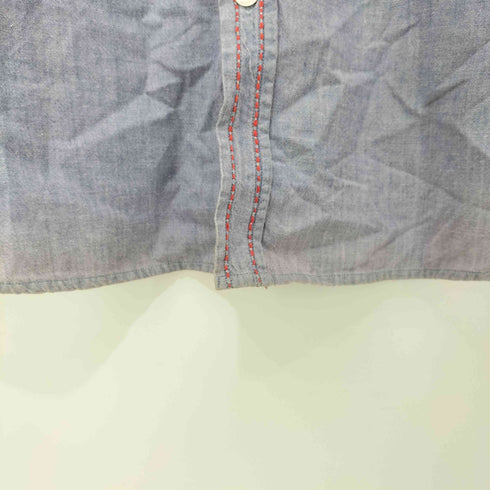 エターナル ETERNAL HANDLEVEL 刺繍 デザイン 異素材 総柄 切替 マチ付 シャンブレー S/S シャツ メンズ JPN:L