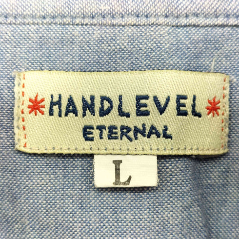 エターナル ETERNAL HANDLEVEL 刺繍 デザイン 異素材 総柄 切替 マチ付 シャンブレー S/S シャツ メンズ JPN:L